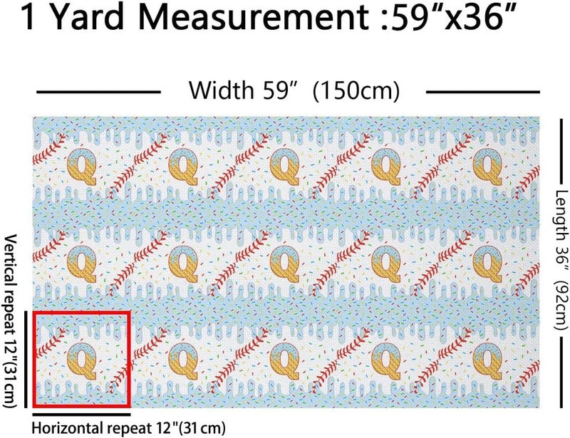 Erosebridal Baseball Ice Cream Upholstery Fabric Personalized Initial Outdoor Fabric By The Yard 2 Yard Blue Ice Cream Drip Waterproof Fabrics for Chairs Sports Games DIY Decor - Image 2