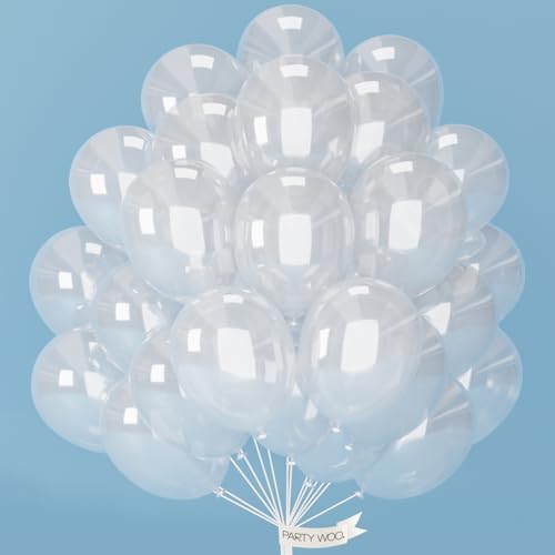 PartyWoo Clear Balloons 101pcs 12 Inch Transparent Latex Helium Balloons for Graduation Wedding Baby Shower Bridal Shower Engagement Gender Reveal Anniversary Birthday Party Decorations ClearY2 - Image 1