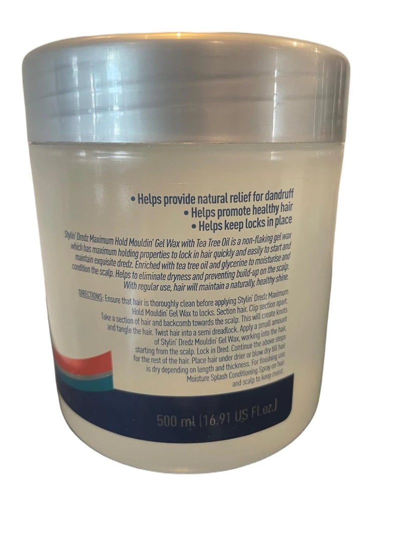 Stylin Dredz Moulding Strong Maximum Hold Gel Wax with Tea Tree Oil Hair Care for Dreadlocks 500ml - Image 2