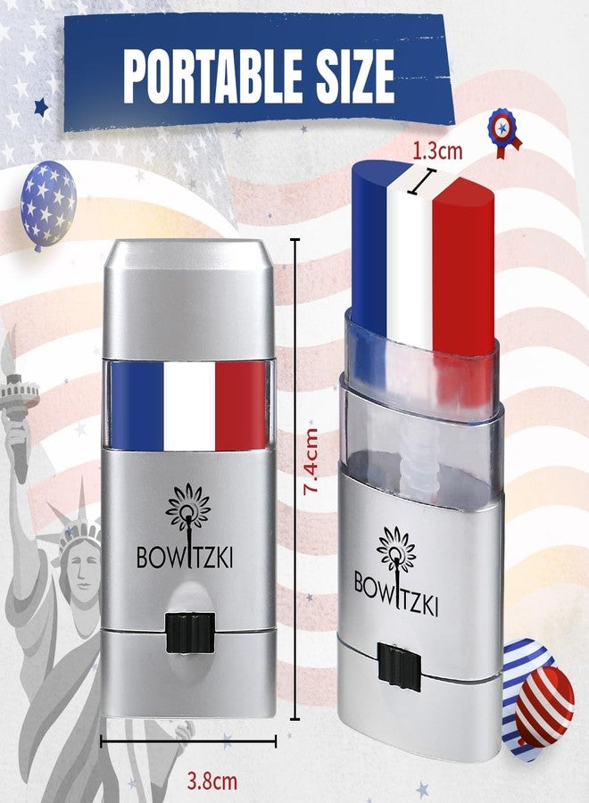 Bowitzki 5 قطع من أصباغ الوجه بالألوان الأحمر والأبيض والأزرق، ألوان علم الولايات المتحدة، مكياج وجه وجسم وطني لعيد الاستقلال 4 يوليو، قلم أسود مقاوم للتعرق للعيون لمباريات البيسبول، مشجعي الرياضة - Image 3