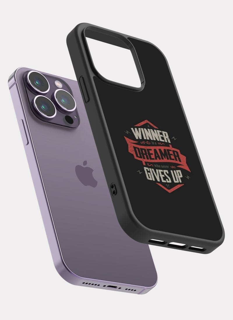 بكسلات كفر ايفون 14 برو اقتباس انجليزي الفائز هو الحالم - Image 2