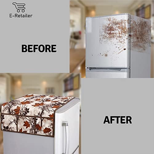 E-Retailer® Polyester 3-Layered Fridge Top Cover/Refrigerator Cover With 6 Utility Pockets and 1 Pc. Handle Cover (Color-Brown, Size-39 x21 Inch) - Image 4