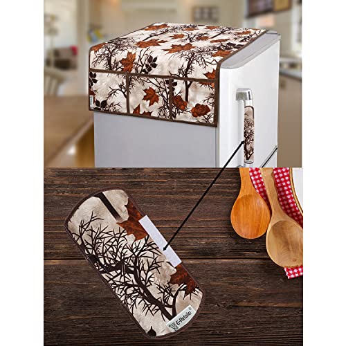 E-Retailer® Polyester 3-Layered Fridge Top Cover/Refrigerator Cover With 6 Utility Pockets and 1 Pc. Handle Cover (Color-Brown, Size-39 x21 Inch) - Image 1