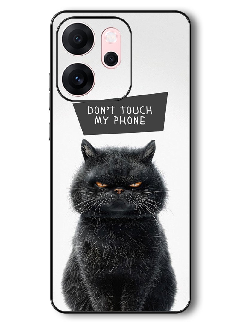 Theodor Case Compatible with Oppo Reno 14 F 6.57 Inch Protection Shockproof Bumper Cover Dont Touch My Phone Cat - Image 1