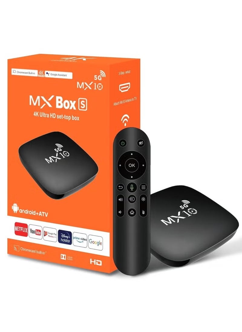 MX10 MX10 Android 13 Smart TV Box – 2.4G/5G WiFi, 4K HD Output, Set-Top Box with Remote – Seamless Streaming & Entertainment  - Image 1