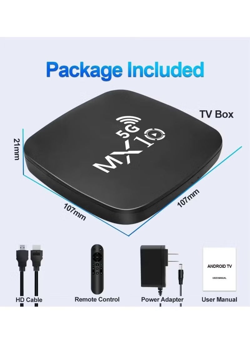 MX10 Android 13 Smart TV Box – 2.4G/5G WiFi, 4K HD Output, Set-Top Box with Remote – Seamless Streaming & Entertainment
