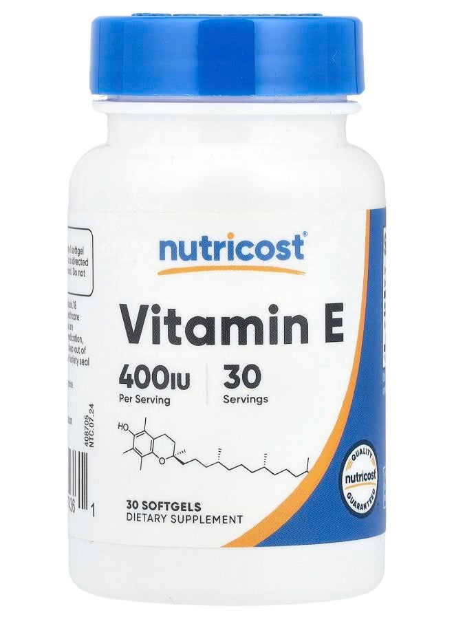 Nutricost Vitamin E 180 mg (400 IU) 30 Softgels  - Image 1