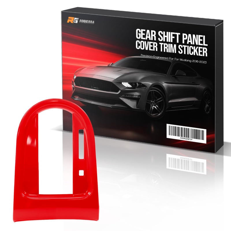 Gear Shift Panel Cover Trim Sticker for Ford Mustang Interior Decorative Frame Accessory in Red Fits 2015 2016 2017 2018 2019 2020 2021 2022 2023 Models