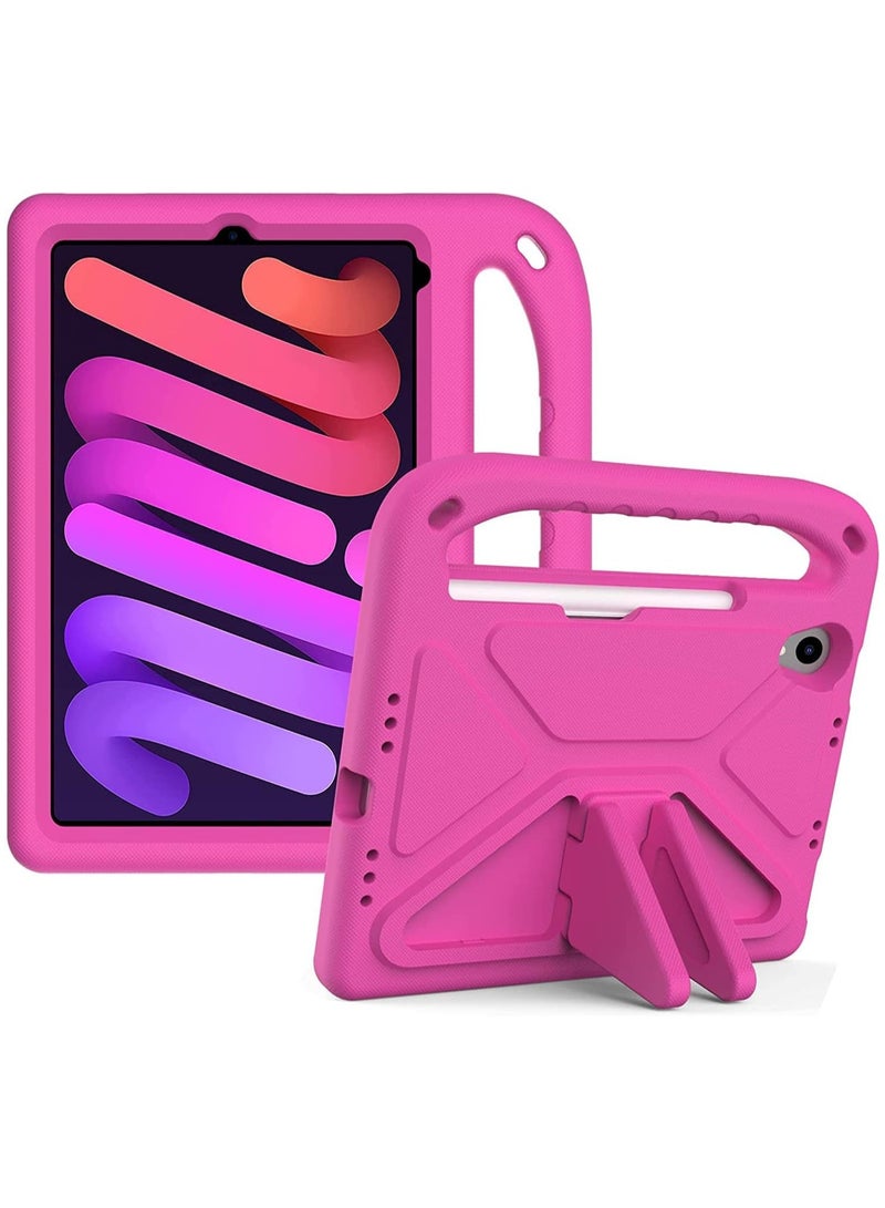 VKL Cover Case Compatible with iPad mini 6  mini 7 Case 8.3 Inch, Kids Case for iPad mini 6th Generation, EVA Foam Protective Shockproof Handle Cover Stand Case for iPad Mini 6 8.3" 2021 (Rose) - Image 1