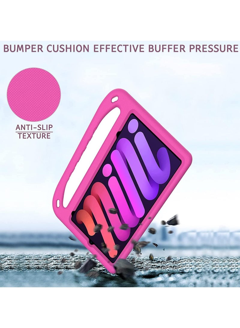 VKL Cover Case Compatible with iPad mini 6  mini 7 Case 8.3 Inch, Kids Case for iPad mini 6th Generation, EVA Foam Protective Shockproof Handle Cover Stand Case for iPad Mini 6 8.3" 2021 (Rose) - Image 3