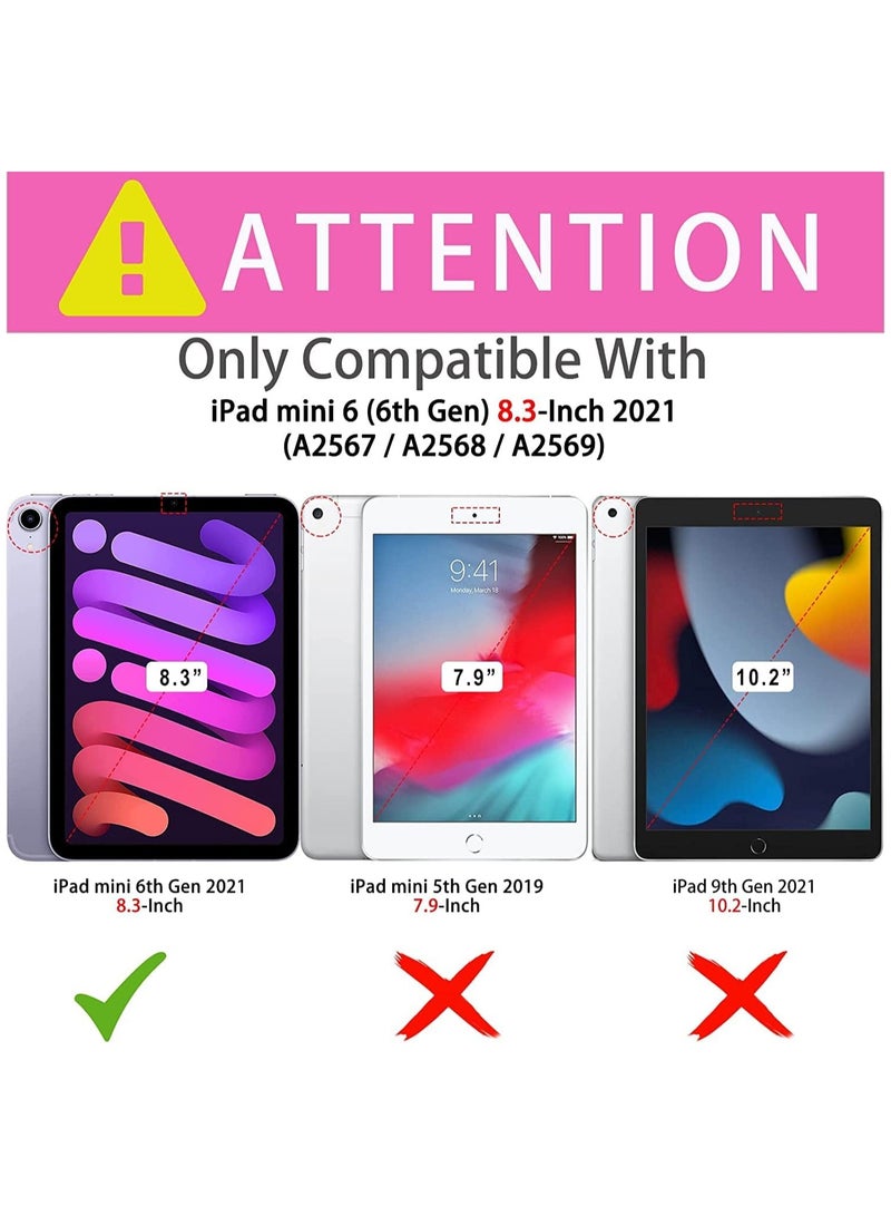 VKL Cover Case Compatible with iPad mini 6  mini 7 Case 8.3 Inch, Kids Case for iPad mini 6th Generation, EVA Foam Protective Shockproof Handle Cover Stand Case for iPad Mini 6 8.3" 2021 (Rose) - Image 2