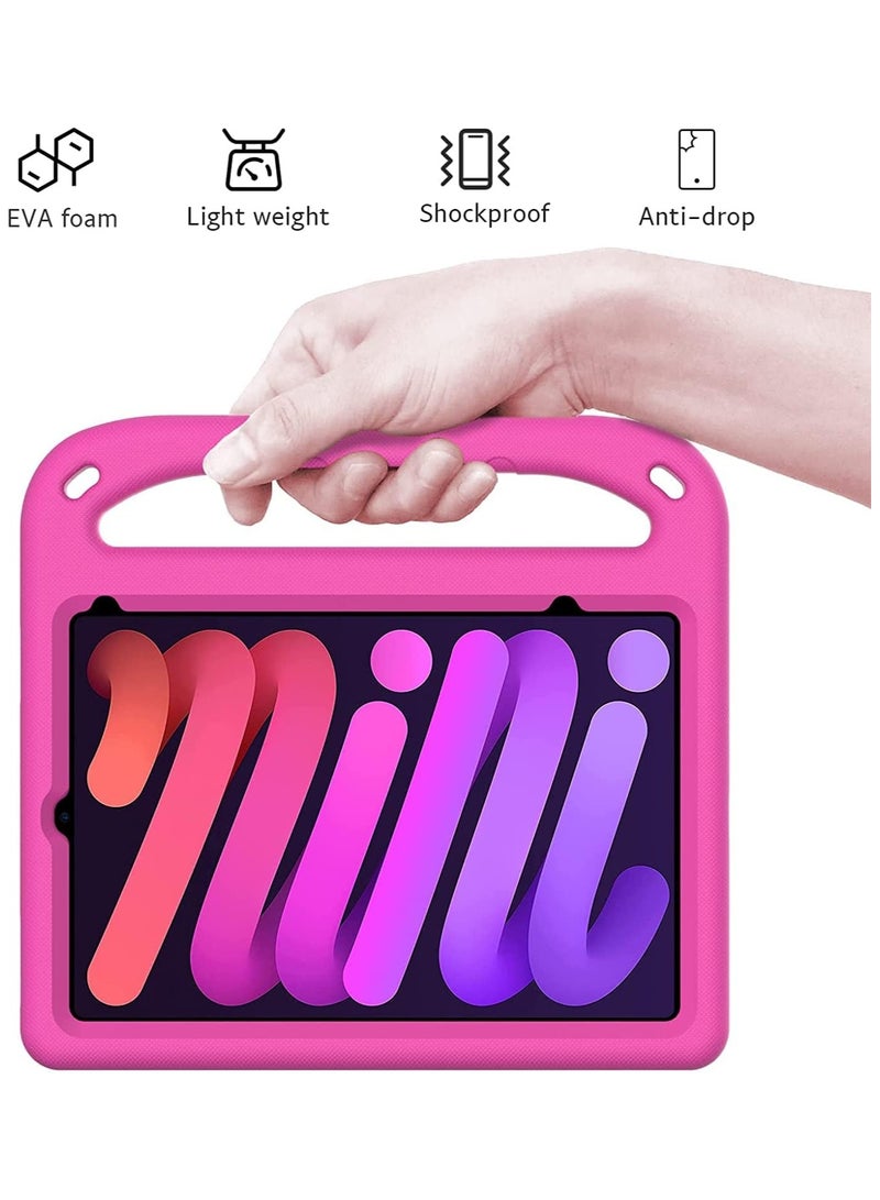 VKL Cover Case Compatible with iPad mini 6  mini 7 Case 8.3 Inch, Kids Case for iPad mini 6th Generation, EVA Foam Protective Shockproof Handle Cover Stand Case for iPad Mini 6 8.3" 2021 (Rose) - Image 4