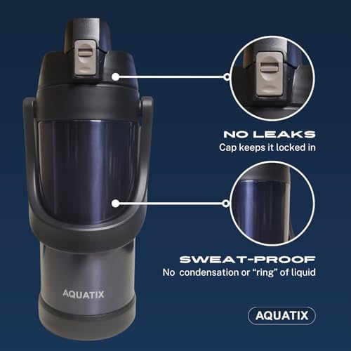 Aquatix Double Wall Insulated Extra Large XL Stainless Steel Sport thermos Bottle 68 ounce Midnight Blue - Image 4