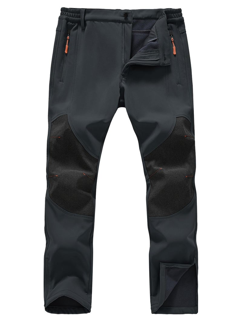 SPOSULEI Mens Ski Waterproof Insulated Pants Fleece Lined Softshell Snow Hiking Snowboard Outdoor Pants with Zipper Pockets Dark Grey40Wx30L - Image 1