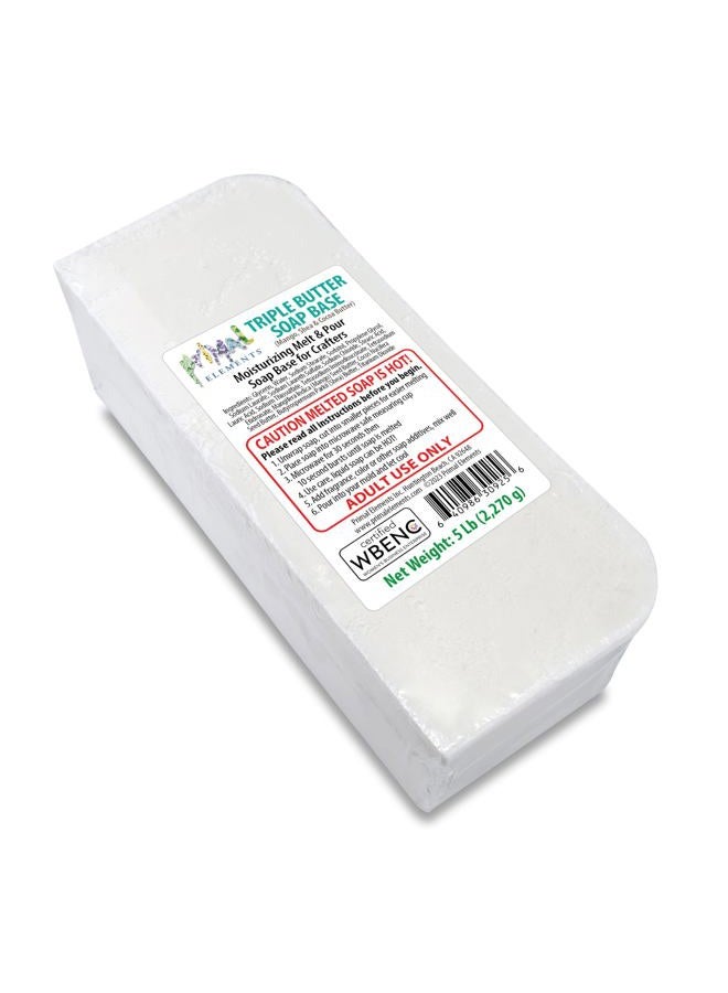 Primal Elements Triple Butter Soap Base (Mango, Shea, and Cocoa Butter) - Moisturizing Melt and Pour Glycerin Soap Base for Crafting and Soap Making, Vegan, Cruelty Free, Easy to Cut - 5 Pound - Image 1
