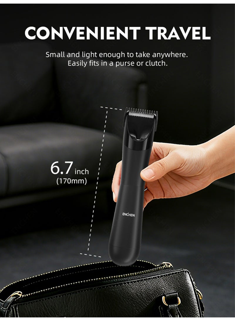 ENCHEN 2-in-1 Electric Epilators for Women, 8500RPM Powerful Motor Electric Shaver, Waterproof Grooming Kit with Beard & Body Trimmer, Dual-Head Design Bikini trimmer, LED Spotlight, Type-C Fast Charging, Travel Lock Black - Image 3