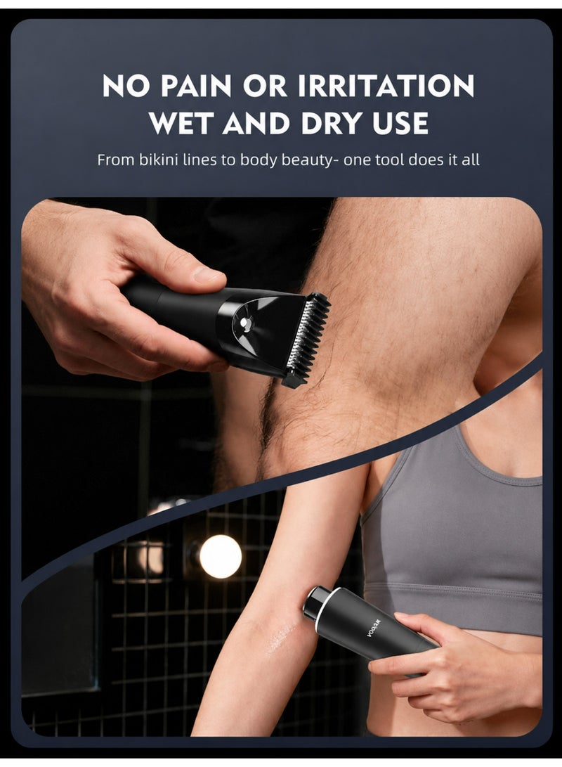 ENCHEN 2-in-1 Electric Epilators for Women, 8500RPM Powerful Motor Electric Shaver, Waterproof Grooming Kit with Beard & Body Trimmer, Dual-Head Design Bikini trimmer, LED Spotlight, Type-C Fast Charging, Travel Lock Black - Image 5