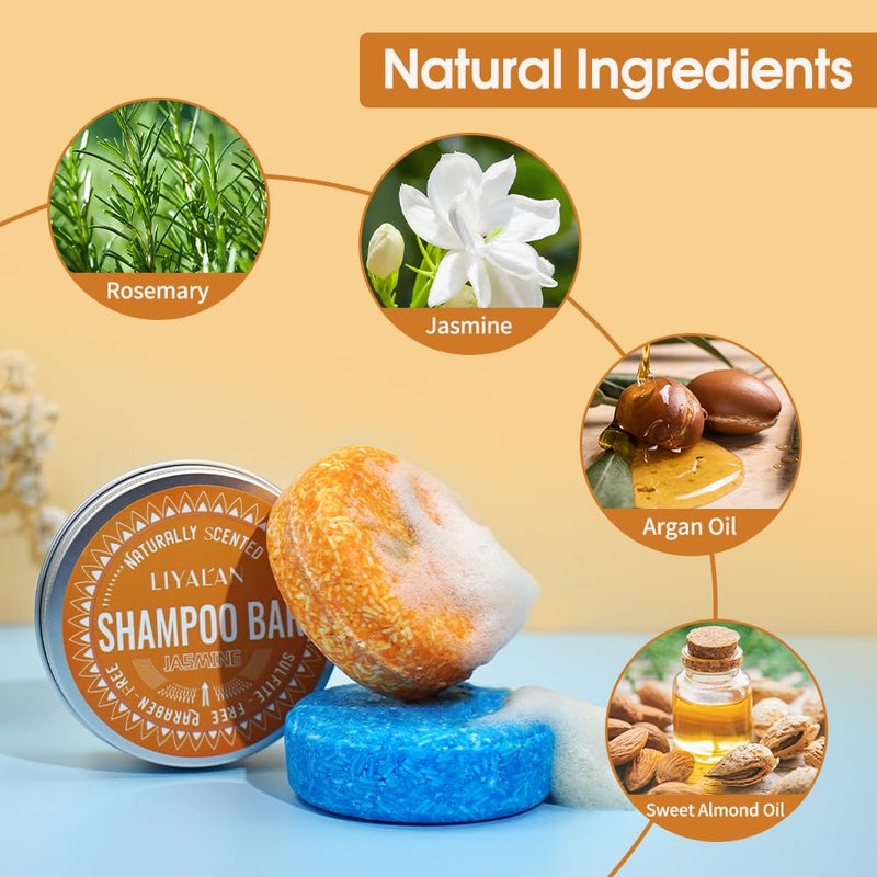 LIYALAN Shampoo Bar for Hair Solid Soap(2 Pack) Rosemary and Jasmine Shampoo Bar,Deep Cleansing Hair Shampoo for Fine Oily Hair - Image 3