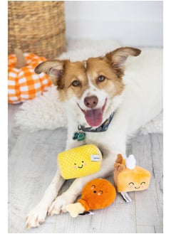 pearhead Pearhead Thanksgiving Dinner Dog Toys, Set of 3, Plush Dog Toys, Squeaky Dog Toy, Pumpkin Pie and Turkey Leg Toy, Fall Pet Toys  - Image 2