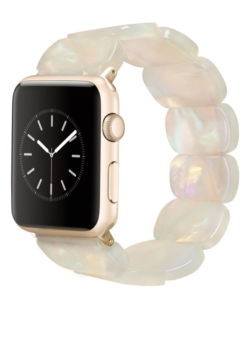 Excefore Resin Stretchy Watch Band, Resin Watch Strap Wristband for iWatch Bracelet, Fashion Lightweight Bracelet Wristband Replacement, 41/40/38mm, for iWatch Series Ultra/SE/8/7/6/5/4/3/2/1 (White)  - Image 1