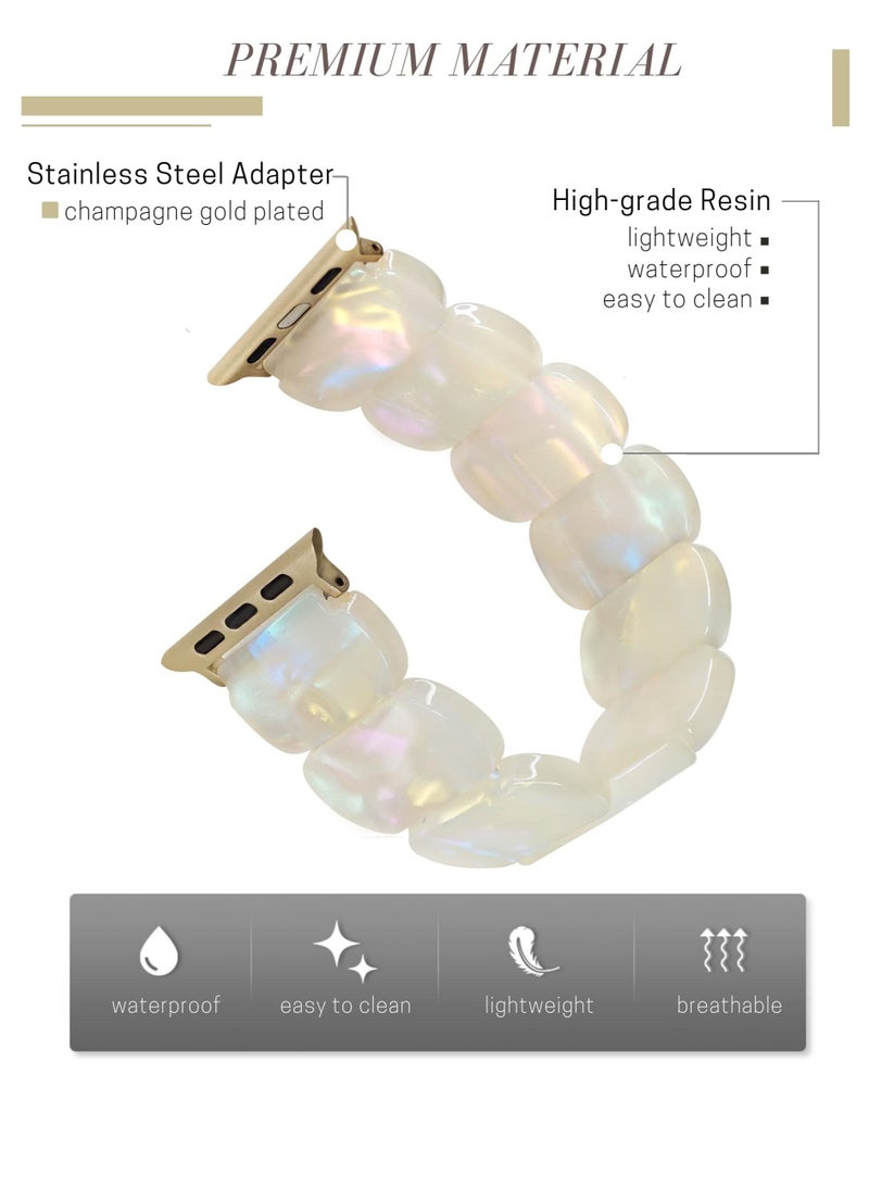Excefore Resin Stretchy Watch Band, Resin Watch Strap Wristband for iWatch Bracelet, Fashion Lightweight Bracelet Wristband Replacement, 41/40/38mm, for iWatch Series Ultra/SE/8/7/6/5/4/3/2/1 (White)  - Image 2