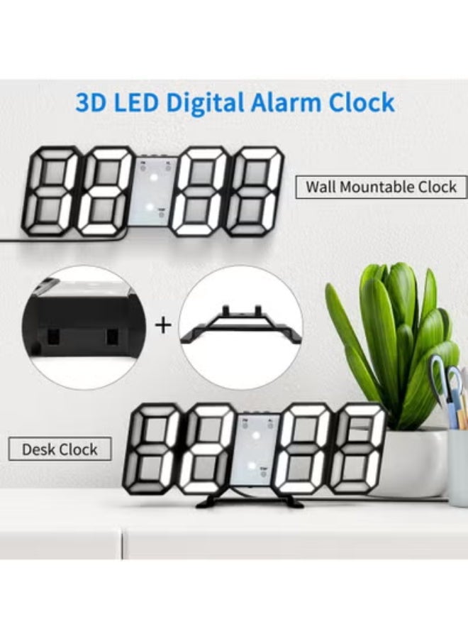 لياكم ساعة منبه رقمية ثلاثية الأبعاد، ساعة حائط رقمية LED متعددة الوظائف لعرض الوقت 12/24 ساعة مع منبه بلاستيكي، ساعة حائط LED رقمية مع 3 مستويات سطوع قابلة للتعديل تلقائيًا، ساعة إلكترونية LED حديثة بإضاءة ليلية وتاريخ ودرجة الحرارة (أسود) - Image 4