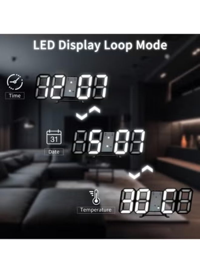 لياكم ساعة منبه رقمية ثلاثية الأبعاد، ساعة حائط رقمية LED متعددة الوظائف لعرض الوقت 12/24 ساعة مع منبه بلاستيكي، ساعة حائط LED رقمية مع 3 مستويات سطوع قابلة للتعديل تلقائيًا، ساعة إلكترونية LED حديثة بإضاءة ليلية وتاريخ ودرجة الحرارة (أسود) - Image 5