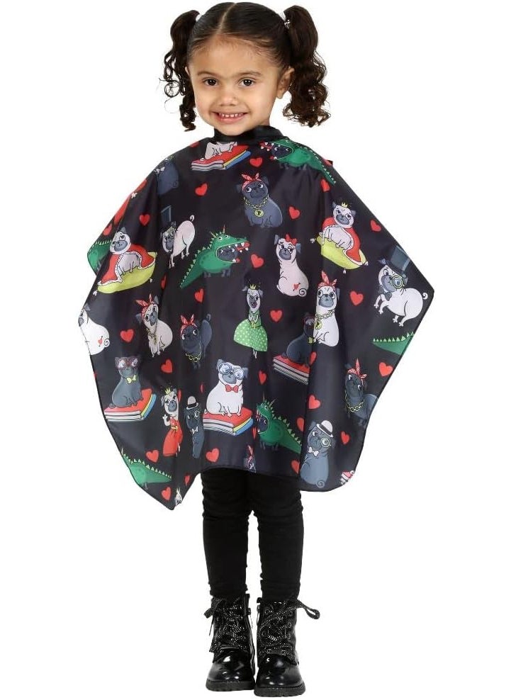 Plum Hill Kids Size Pug Barber Cape For Hair Cutting at Home or Professional Salon, Barber Shop with Adjustable Neck with Plastic Snaps 