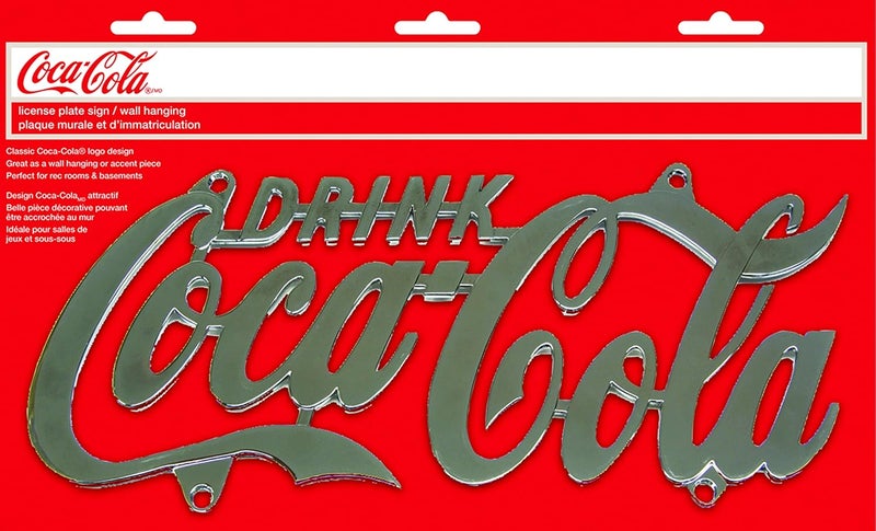 Tablecraft Coca-Cola Chrome Plated License Plate Wall Hanging Sign - Image 1