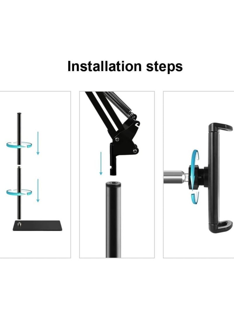 iPad Tripod Stand, Height Adjustable Foldable Floor Tablet Cradle Bracket Tripod Stand for Apple iPad, iPad Mini and All Other 4-12.9 Inch  - Image 5