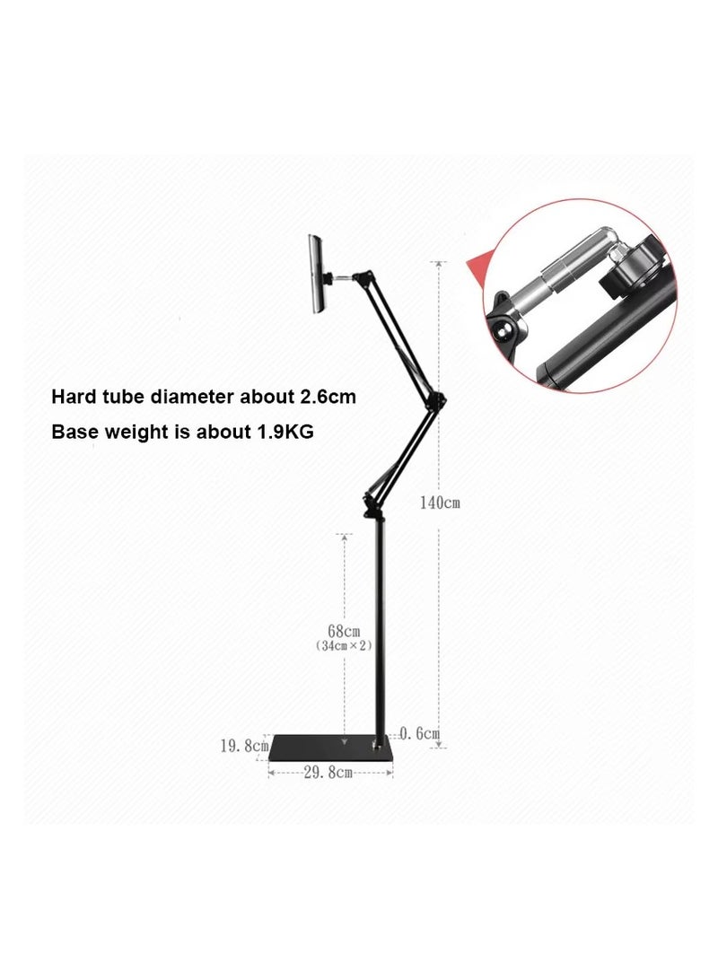 iPad Tripod Stand, Height Adjustable Foldable Floor Tablet Cradle Bracket Tripod Stand for Apple iPad, iPad Mini and All Other 4-12.9 Inch  - Image 2