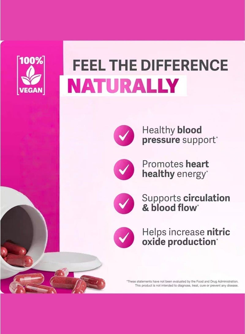 Rosabella Organic Beet Root Capsules – 1300mg Beetroot Powder for Natural Energy & Endurance Support, Non-GMO, Lab-Tested Beet Supplement - 60 Capsules, 30-Day Supply - Image 2