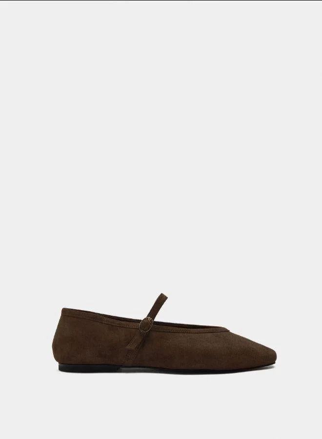 PARFOIS Leather ballet flats with strap and buckle
