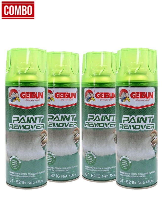 GETSUN 4 Piece Paint Remover Spray 450ml – Fast Acting Aerosol Paint Stripper for Metal, Car Parts & Surfaces, Easy Peel Formula, Combo Pack - GT-8216 - Image 1