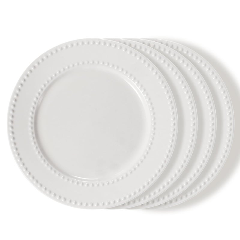 Wareland Embossed Salad Plates Set of 4 8 inch White Ceramic Dessert Appetizer Plates Small Dinner Plates Restaurant Kitchen Dish ScratchResistant ChipResistant Oven Microwave Dishwasher Safe