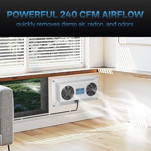 Pewoaoa 240 CFM Crawlspace Vent Fan, With Thermostat,Humidistat, For Moisture Reduction, Radon Mitigation, Freeze Protection, Ideal for Basement, Attic, Crawl Space Fan Vent(Air Out) 3-year warranty - Image 3