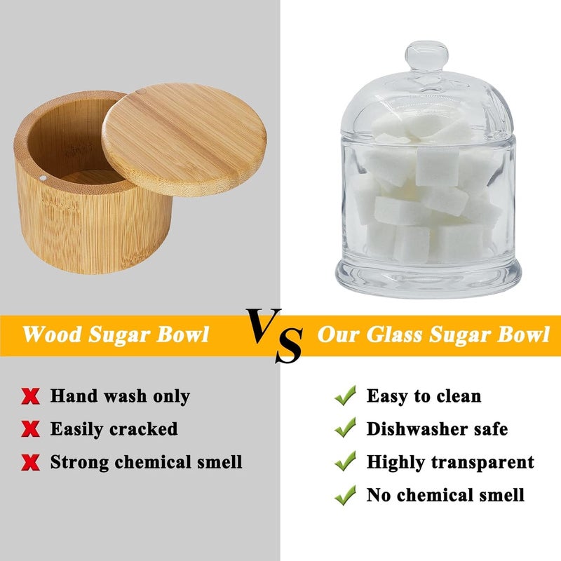 Kitchenexus وعاء سكر زجاجي من كيتشينكسس مع غطاء وملعقة سعة 94 أونصة 280 مل حاوية توابل صندوق سكر مع غطاء مناسب لمقهى بار مطعم مطبخ وبيت الإفطار - Image 5
