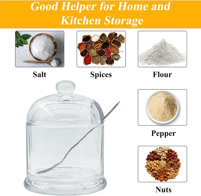 Kitchenexus وعاء سكر زجاجي من كيتشينكسس مع غطاء وملعقة سعة 94 أونصة 280 مل حاوية توابل صندوق سكر مع غطاء مناسب لمقهى بار مطعم مطبخ وبيت الإفطار - Image 4