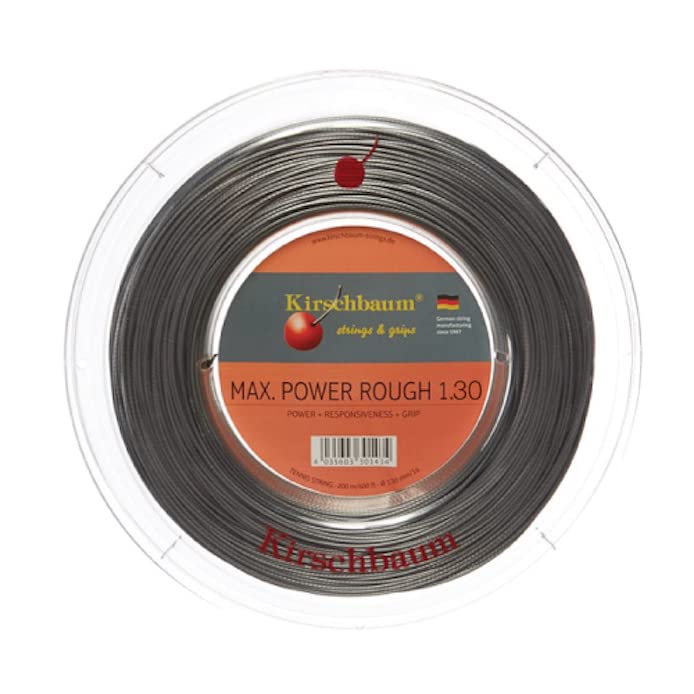 Kirschbaum Reel MAX Power Rough Tennis String, 1.30.mm/16-Gauge, Silver Grey - Image 2