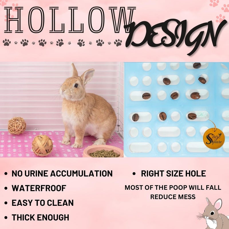 Sage Square Rabbit Floor Mat – Soft, Non-Slip, Durable, Pet-Safe Mat for Small Pets, Easy to Clean, Ideal for Comfort, Warmth & Hygiene in Cages or Pet Areas (Pink & Blue) - Image 4