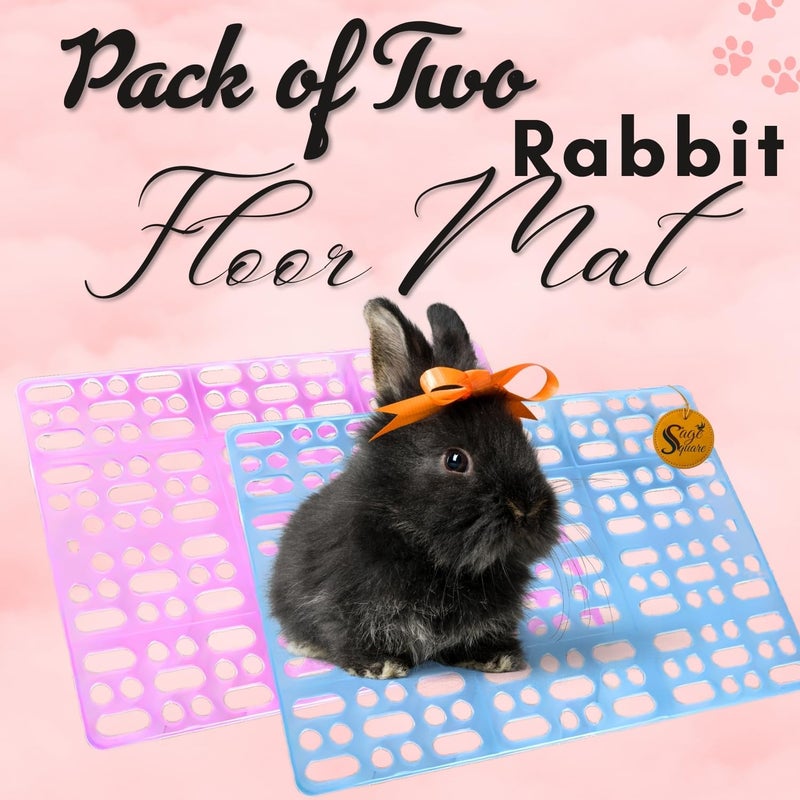 Sage Square Rabbit Floor Mat – Soft, Non-Slip, Durable, Pet-Safe Mat for Small Pets, Easy to Clean, Ideal for Comfort, Warmth & Hygiene in Cages or Pet Areas (Pink & Blue) - Image 2