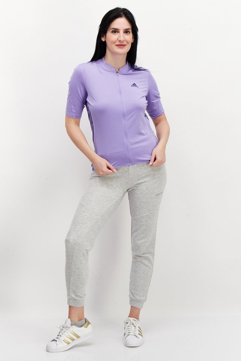 Adidas Women Sportswear Fit Brand Logo Shirt Jacket, Purple - Image 2