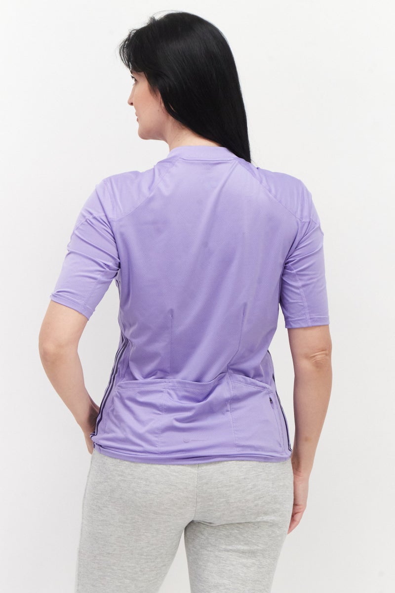 Adidas Women Sportswear Fit Brand Logo Shirt Jacket, Purple - Image 3