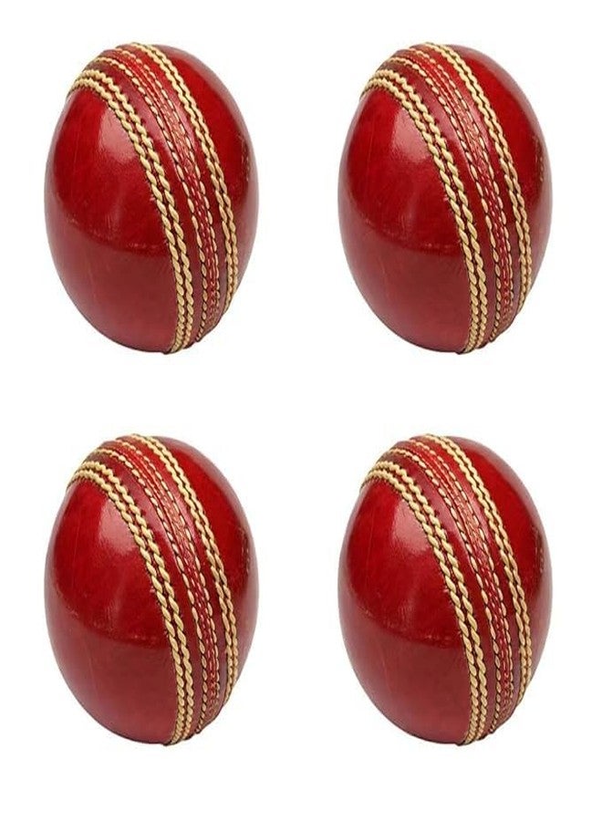 EKAN Leather Cricket Ball for Lawn Cricket and Tournament| Hand-Stitched Ball for Practice, Street Match and Practice Pack of 1 (Set of 4) - Image 1