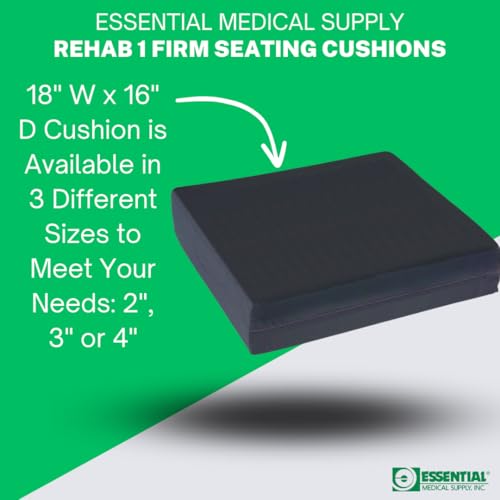 Essential Medical Supply Rehab 1 Foam Seat Cushion - Denser Cushion for Office Chairs, Wheelchairs, and More - Chair Seat Pad Provides Additional Support and Pain Relief for Seniors - 18" x 16" x 2" - Image 2
