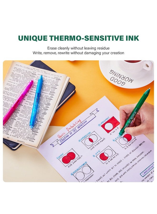 ParKoo Retractable Erasable Gel Pens Clicker, Fine Point, No Need For White Out, Assorted Color Inks For Planners And Crossword Puzzles, 7-Pack - Image 4