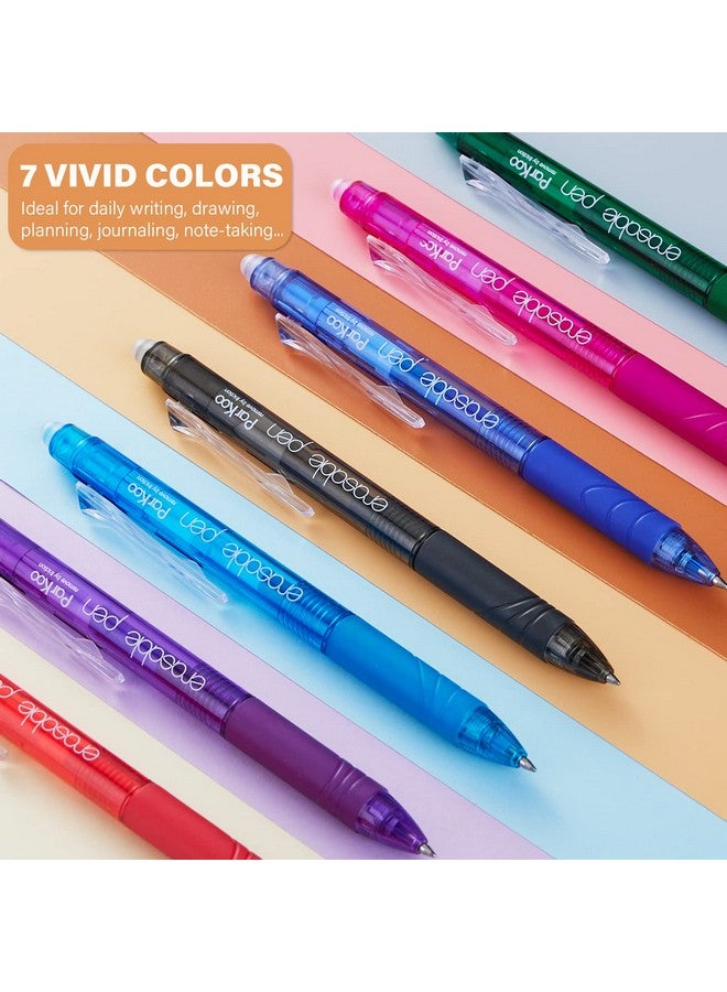 ParKoo Retractable Erasable Gel Pens Clicker, Fine Point, No Need For White Out, Assorted Color Inks For Planners And Crossword Puzzles, 7-Pack - Image 5