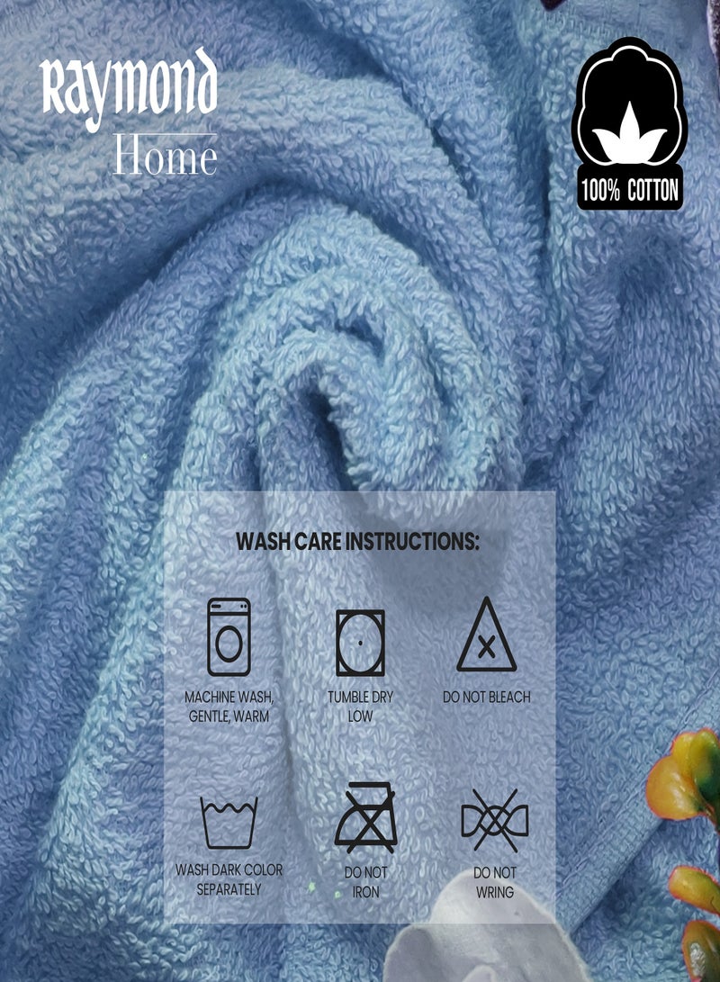 ريموند منشفة حمام سميكة من القطن 100% سريعة الجفاف وعالية الامتصاص ومنشفة يد للفنادق والمنتجعات والمنزل ناعمة للغاية 500 جرام لكل متر مربع لون أزرق سماوي - (2 منشفة حمام و2 منشفة يد) - (70 * 140 سم) - Image 4