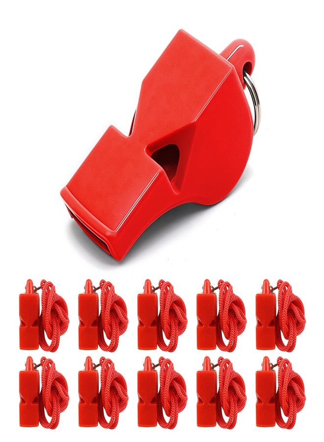 smrtcol Emergency Whistles with Lanyard 10 Pack Red Safety Whistle for Lifeguard Outdoor Emergency Camping Hiking Boating Loud Signaling Whistles - Image 1