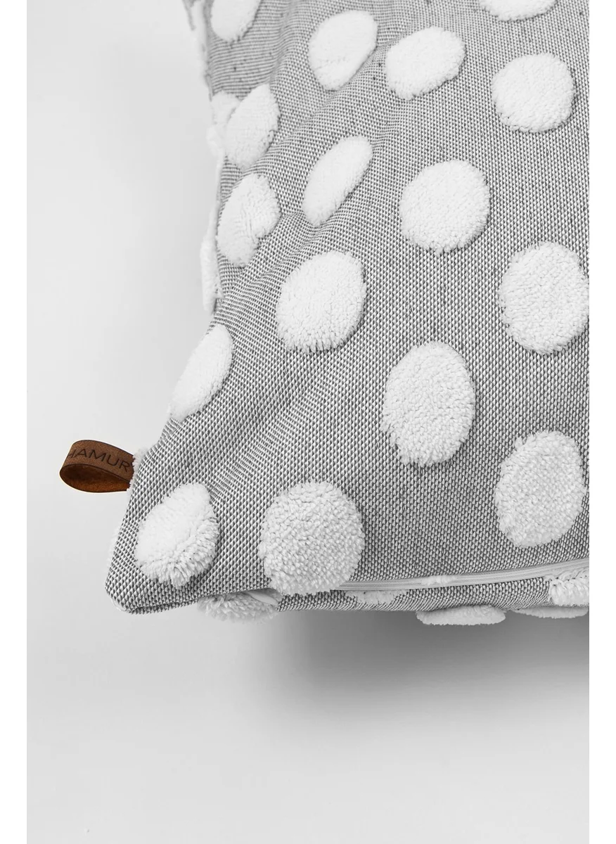 Hamur Dough Bohemian Special Design Punch Punch Pattern Decorative Throw Pillow Cover Point Gray